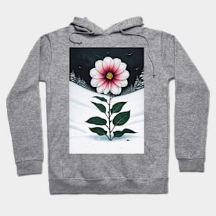 Pink Flower Growing Out of the Snow Hoodie